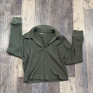 Abercrombie & Fitch Olive Green Ribbed Knit Top